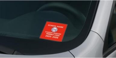 Parking permit sticker on a windshield