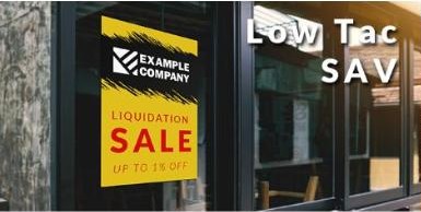 Low tac sale sign in a window